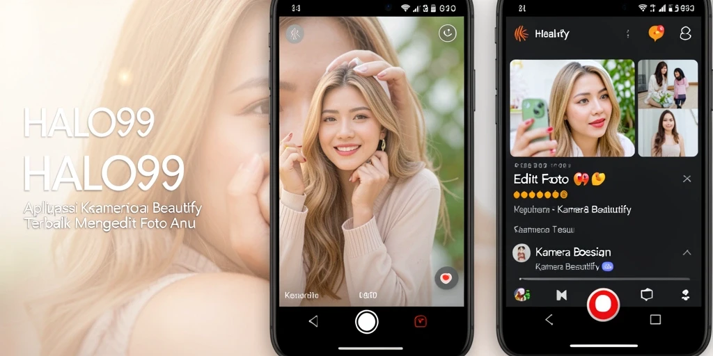Antarmuka intuitif HALO99 untuk pengeditan foto dan fitur beautify.