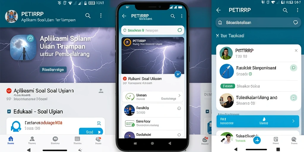 Tampilan antarmuka aplikasi Soal Ujian PETIRRP yang menarik dan fungsional.