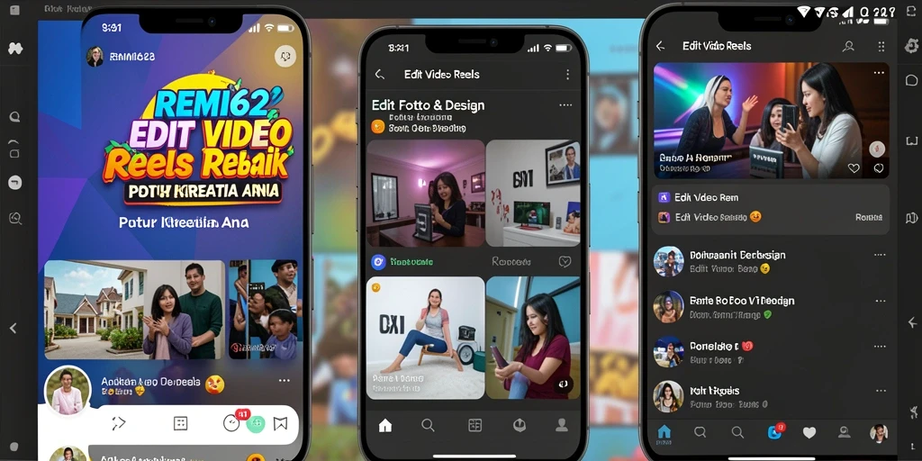 Antarmuka REMI62 dengan berbagai fitur Edit Video Reels.