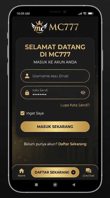 Tampilan halaman login mc777